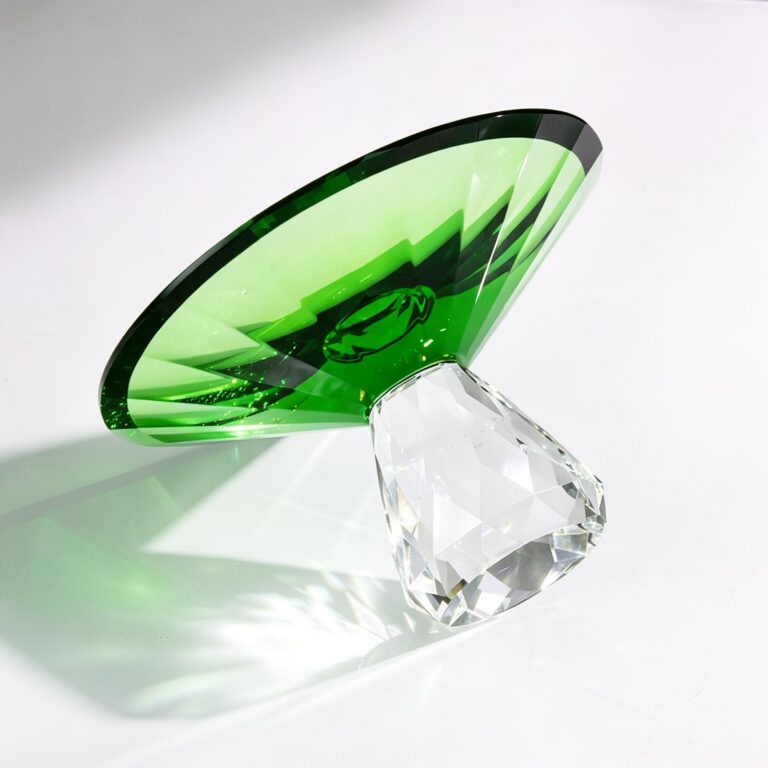 KAMMAK Green Crystal Glass Pedestal Fruit Bowl – WY022 – detail view 3