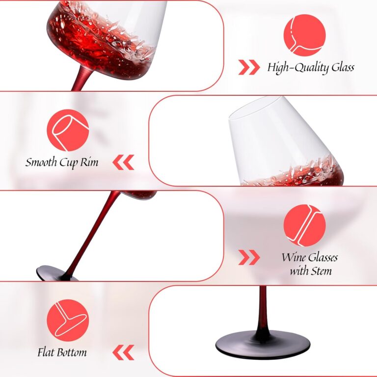 KAMMAK Crystal Red Wine Glasses Set of 2, Bordeaux Stemmed Glasses, XH062 – detail view 3