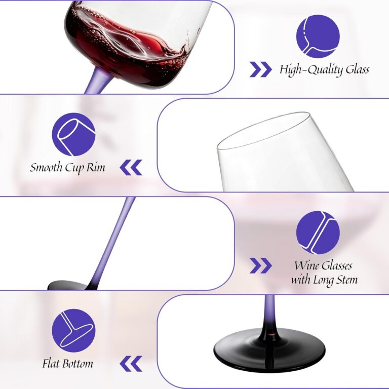 KAMMAK Crystal Red Wine Glasses Set of 2, Bordeaux Stemmed Glasses, XH040 – detail view 2