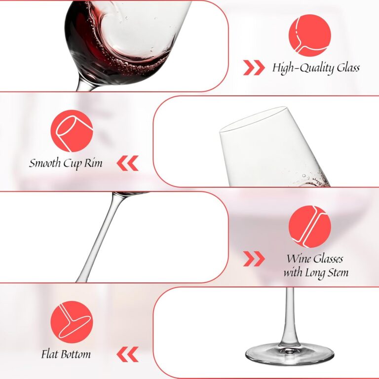 KAMMAK Crystal Red Wine Glasses Set of 2, Bordeaux Stemmed Glasses, DY024 – detail view 2