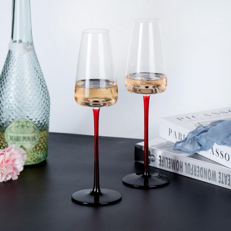KAMMAK Colored-Stem Champagne Flutes, Set of 2 – Red – detail view 2
