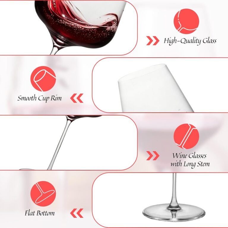 KAMMAK Crystal Red Wine Glasses Set of 2, Bordeaux Stemmed Glasses, DY030 – detail view 2