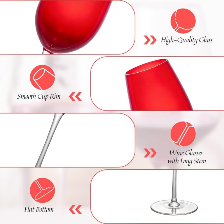 KAMMAK Wine Glasses Set of 2, 760ML Hand Blown Crystal Bordeaux Glass – HR002 – detail view 2