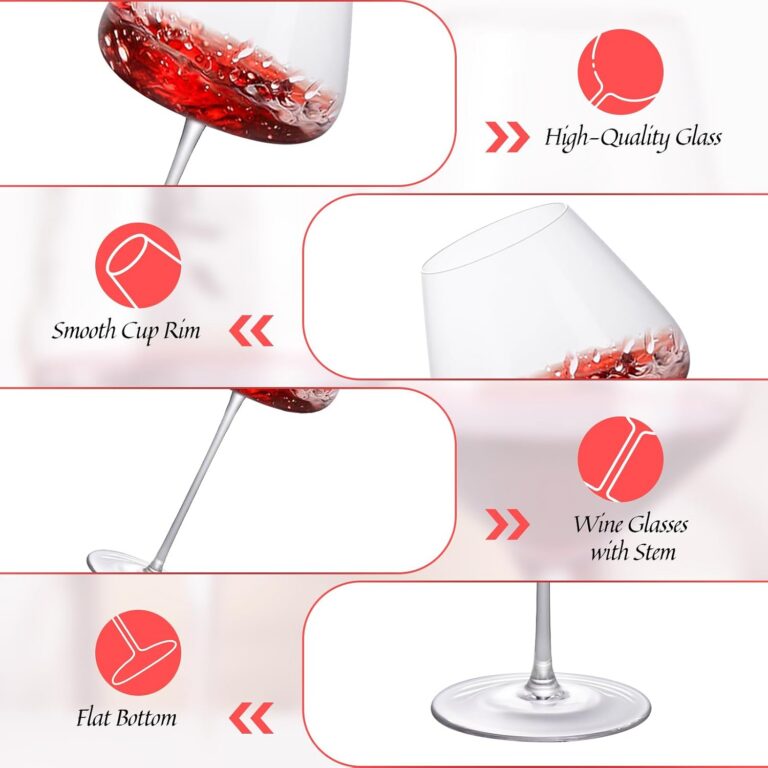 KAMMAK Wine Glasses Set of 2, 700ML, Hand Blown Crystal Bordeaux Glass – XH067 – detail view 3