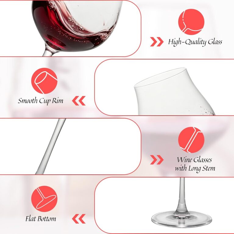 KAMMAK Crystal Red Wine Glasses Set of 2, Bordeaux Stemmed Glasses, DY032 – detail view 2