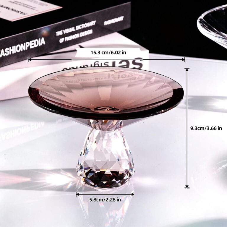KAMMAK Coffee Crystal Glass Pedestal Fruit Bowl – WY024 – product dimensions