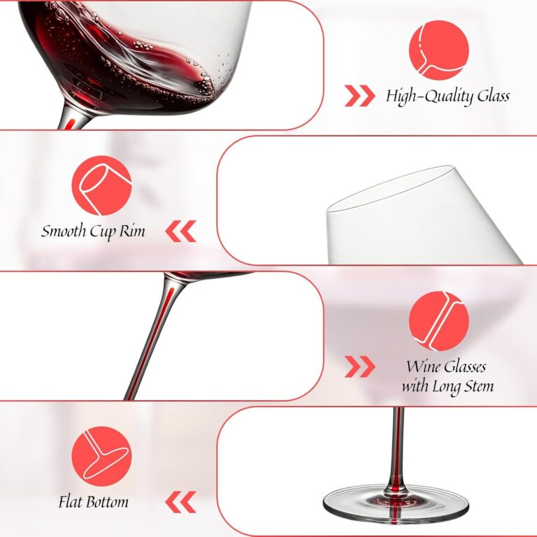 KAMMAK Crystal Red Wine Glasses Set of 2, Bordeaux Stemmed Glasses, DY009 – detail view 2
