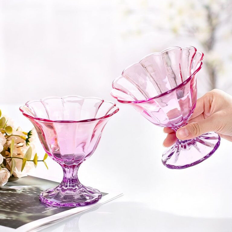 KAMMAK Purple Dessert Cups Set of 2, Footed Glass Bowls for Ice Cream – OJ022 – detail view 2