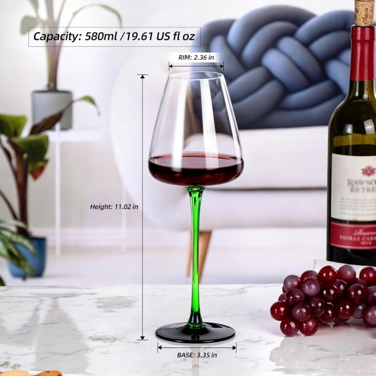 KAMMAK Crystal Red Wine Glasses Set of 2, Bordeaux Stemmed Glasses, XH045 – product dimensions