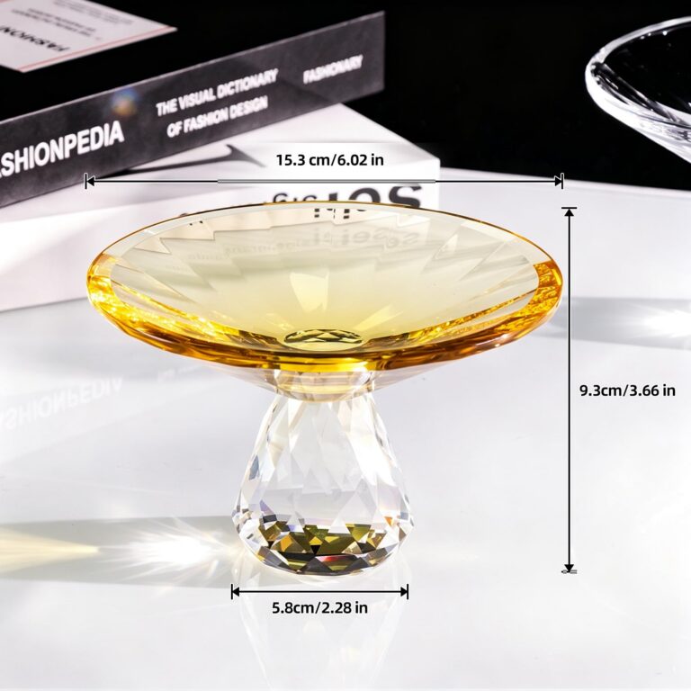 KAMMAK Golden Crystal Glass Pedestal Fruit Bowl – WY023 – product dimensions