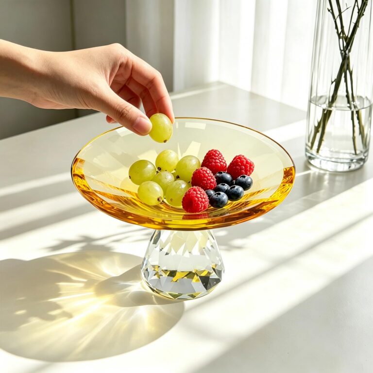 KAMMAK Golden Crystal Glass Pedestal Fruit Bowl – WY023 – detail view 4