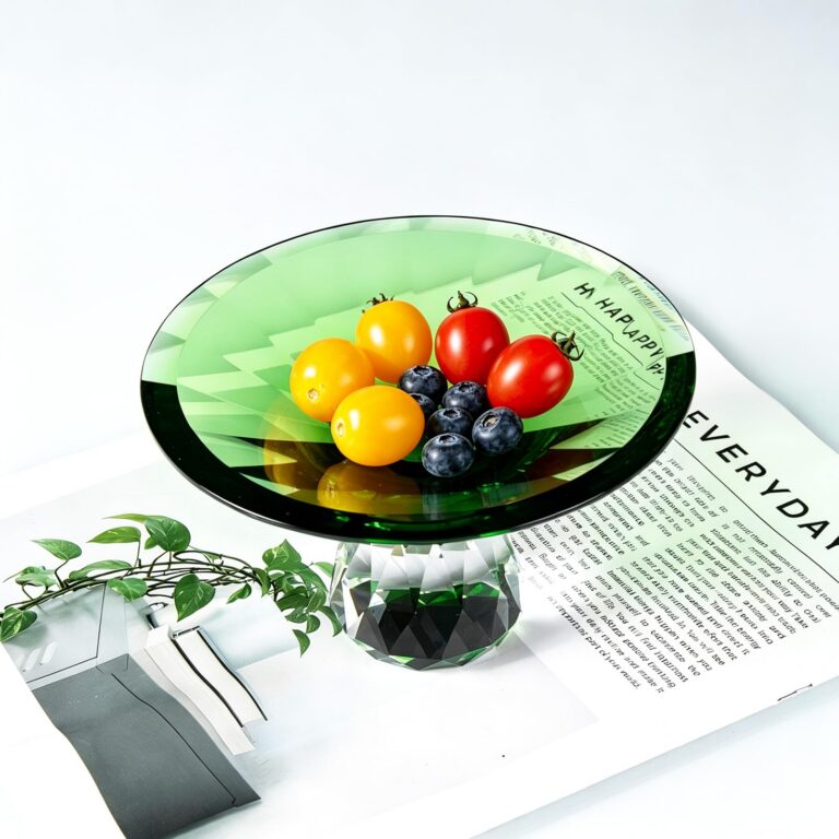 KAMMAK Green Crystal Glass Pedestal Fruit Bowl – WY022 – detail view 2