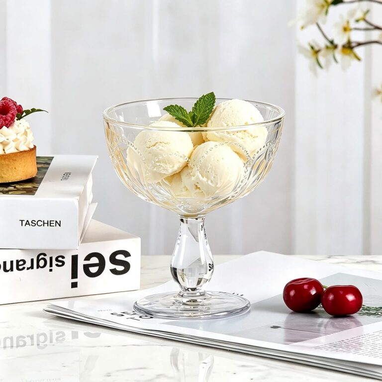 KAMMAK Dessert Cups Set of 2, Footed Glass Bowls for Ice Cream – OJ008 – detail view 1