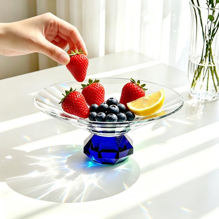 KAMMAK Large Blue Crystal Glass Fruit Bowl – WY041 – detail view 2