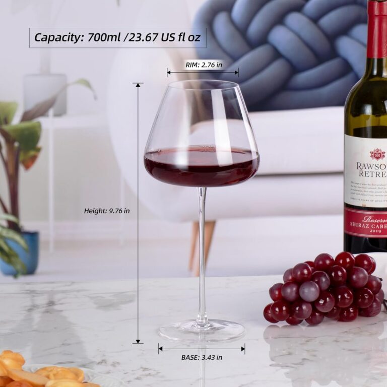 KAMMAK Wine Glasses Set of 2, 700ML, Hand Blown Crystal Bordeaux Glass – XH067 – product dimensions