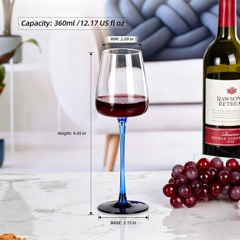 KAMMAK Crystal Red Wine Glasses Set of 2, Bordeaux Stemmed Glasses, XH050 – product dimensions