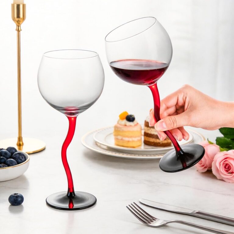 KAMMAK Crystal Red Wine Glasses Set of 2, Bordeaux Stemmed Glasses, XH066 – detail view 4