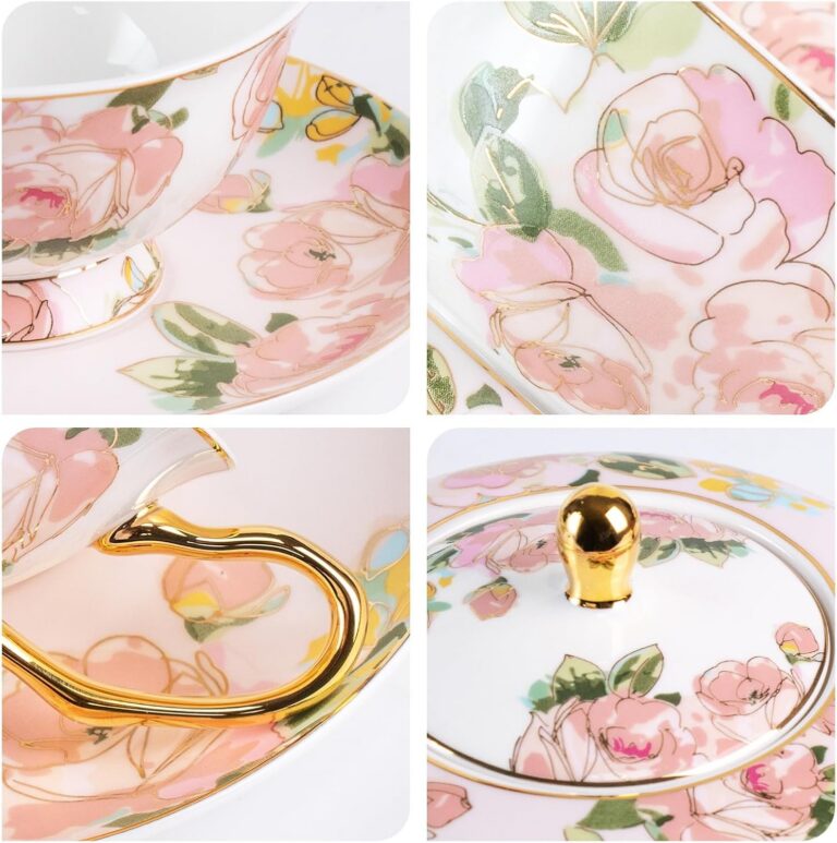 Porcelain Tea Set with Teapot, Teacups, Saucers and Spoons, NX050 – detail view 2
