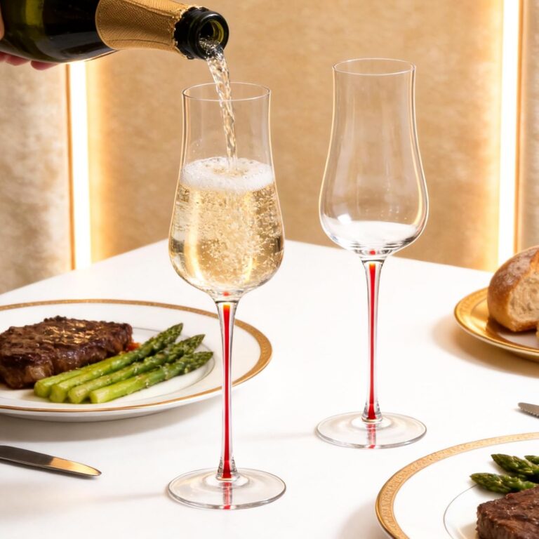 KAMMAK Champagne Flutes Set of 2, Stemmed Champagne Glasses, DY001 – detail view 2