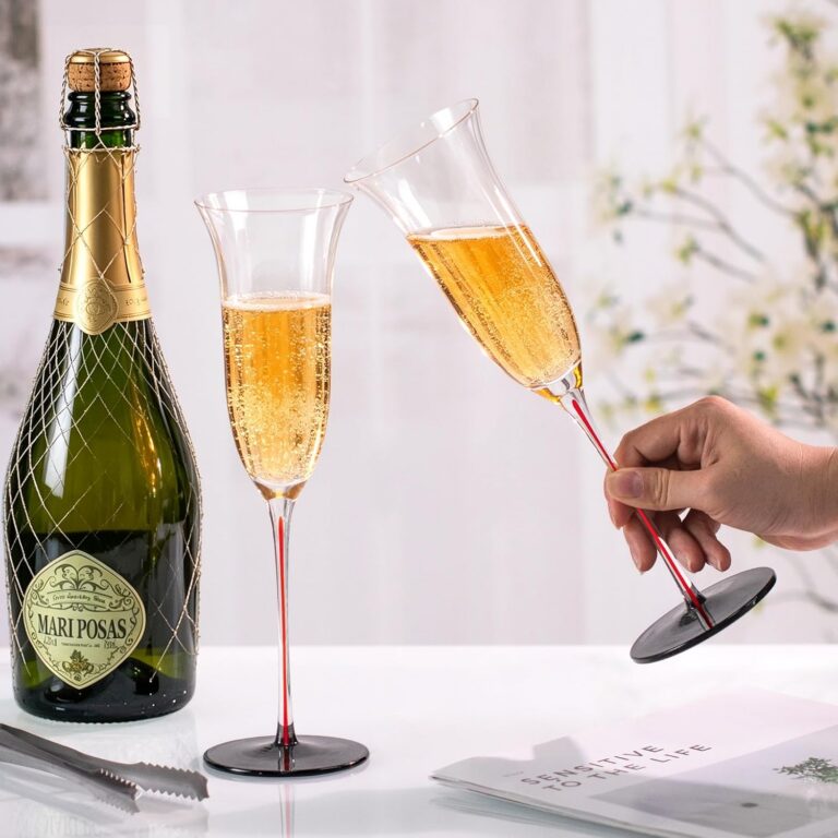 KAMMAK Champagne Flutes Set of 2, Stemmed Champagne Glasses, DY006 – detail view 3