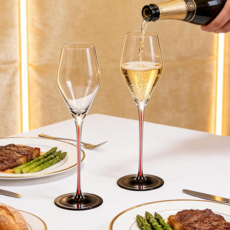 KAMMAK Champagne Flutes Set of 2, Stemmed Champagne Glasses, DY010 – detail view 1