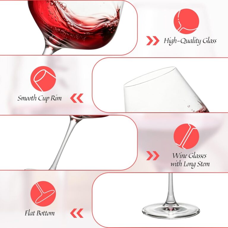 KAMMAK Crystal Red Wine Glasses Set of 2, Bordeaux Stemmed Glasses, DY026 – detail view 2