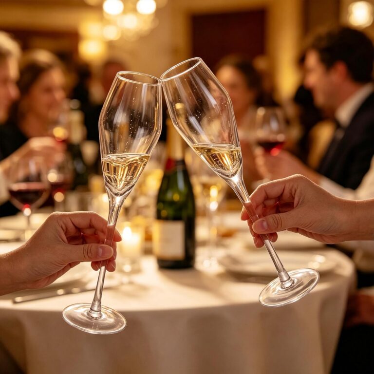 KAMMAK Champagne Flutes, 250ML Crystal Glass Set of 2, Clear Sparkling Wine Glass – XH053 – detail view 1