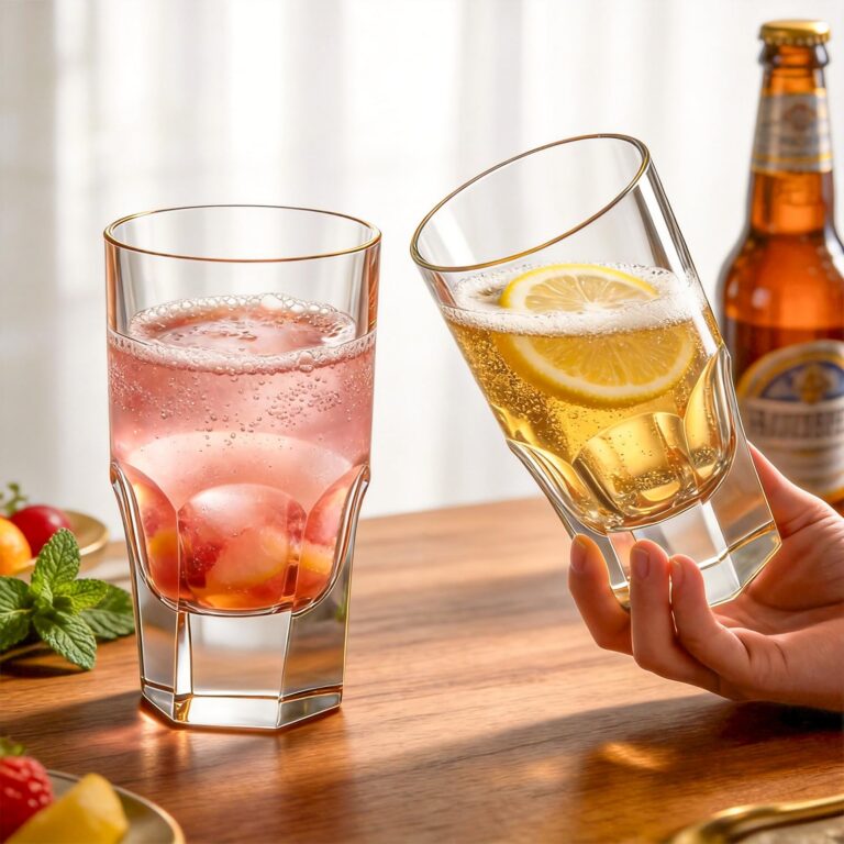 KAMMAK Crystal Highball Glasses Set of 2, Hand-Blown Tumblers – XY0026 – detail view 1