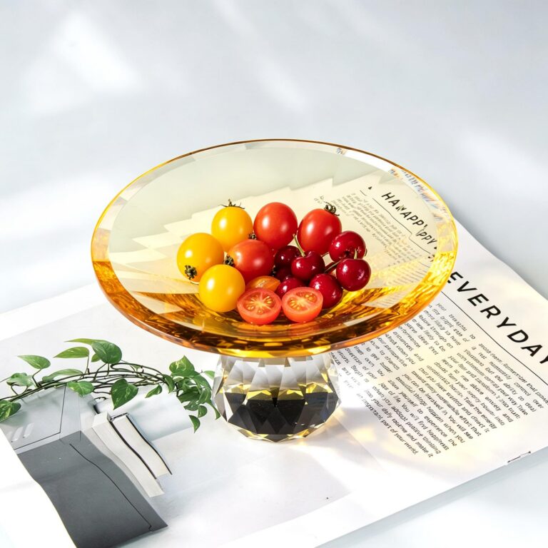 KAMMAK Golden Crystal Glass Pedestal Fruit Bowl – WY023 – detail view 2