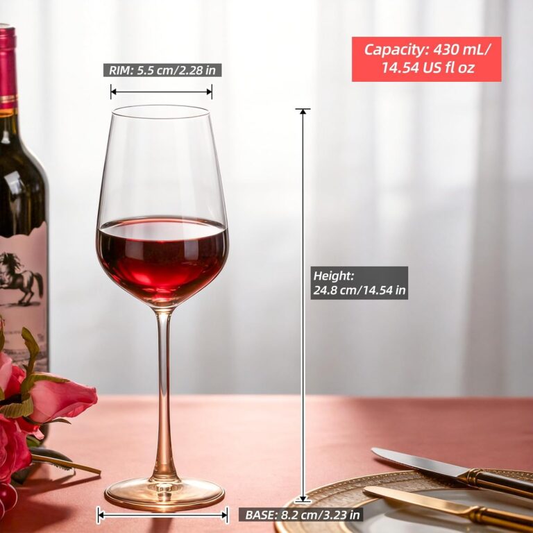 KAMMAK Crystal Red Wine Glasses Set of 2, Bordeaux Stemmed Glasses, DY024 – product dimensions