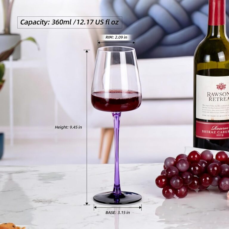 KAMMAK Crystal Red Wine Glasses Set of 2, Bordeaux Stemmed Glasses, XH041 – product dimensions