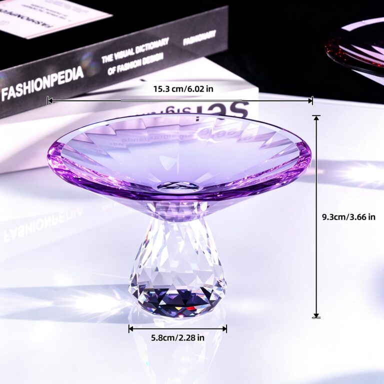 KAMMAK Purple Crystal Glass Pedestal Fruit Bowl – WY021 – product dimensions