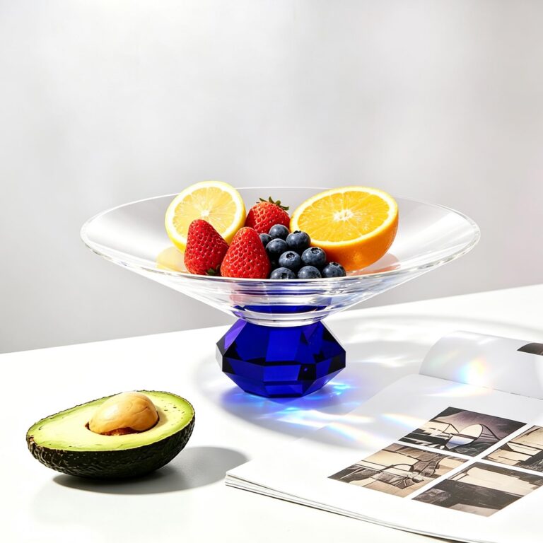 KAMMAK Large Blue Crystal Glass Fruit Bowl – WY041 – detail view 4