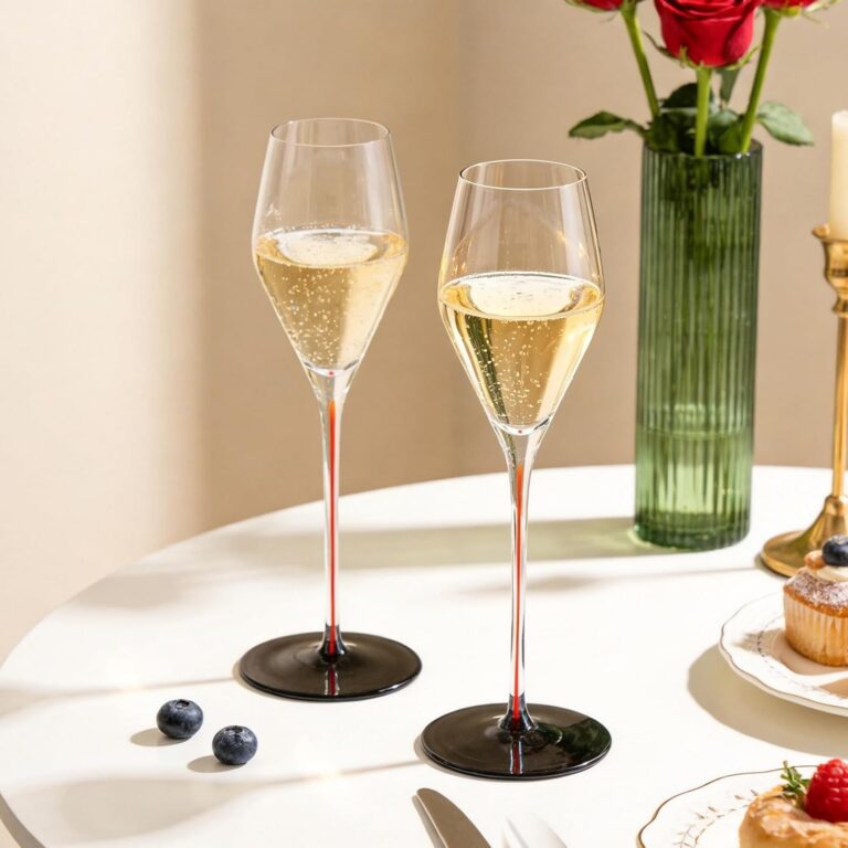 KAMMAK Champagne Flutes Set of 2, Stemmed Champagne Glasses, DY010 – detail view 4