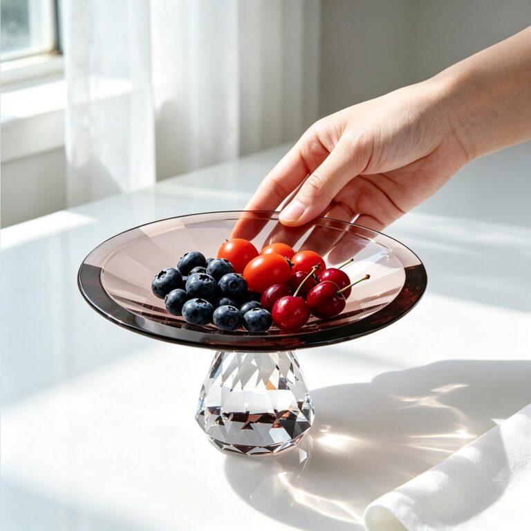KAMMAK Coffee Crystal Glass Pedestal Fruit Bowl – WY024 – detail view 4