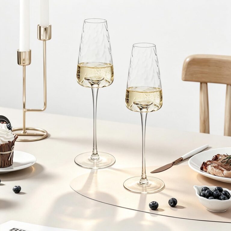 KAMMAK Champagne Flutes Set of 2, Crystal Hand-Blown Champagne Glasses – XH036 – detail view 2