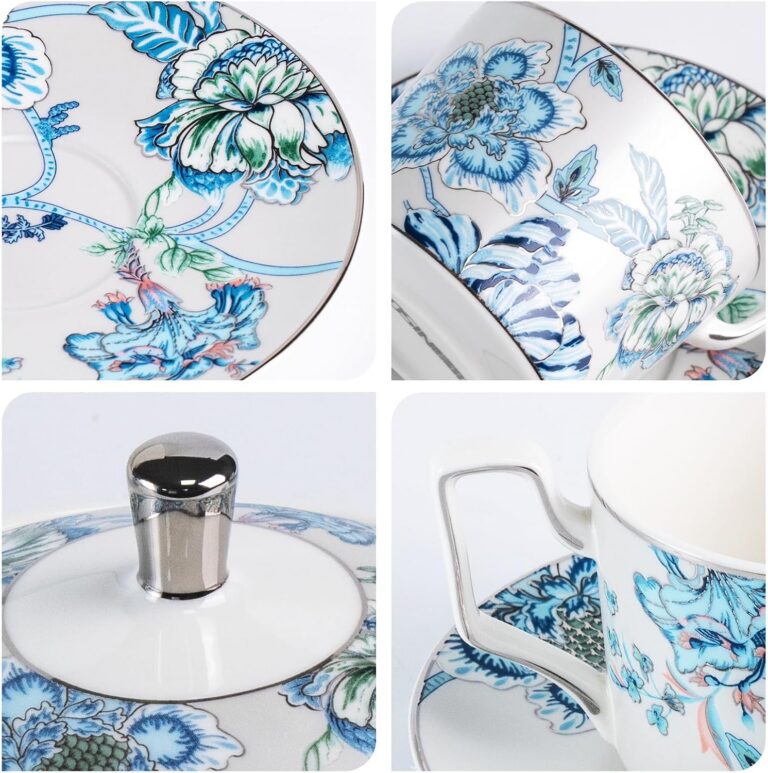 Porcelain Tea Set with Teapot, Teacups, Saucers and Spoons, NX048 – detail view 2