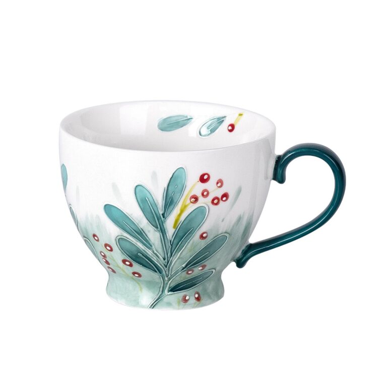 KAMMAK Green Branches and Leaves Ceramic Goblet – GX035 – detail view 2