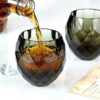 KAMMAK Crystal Whiskey Glasses Set of 2 Hand Blown Whisky Glass Stemless 1 KAMMAK 7KPSP1001 whiskey glasses side angle view showing silhouette