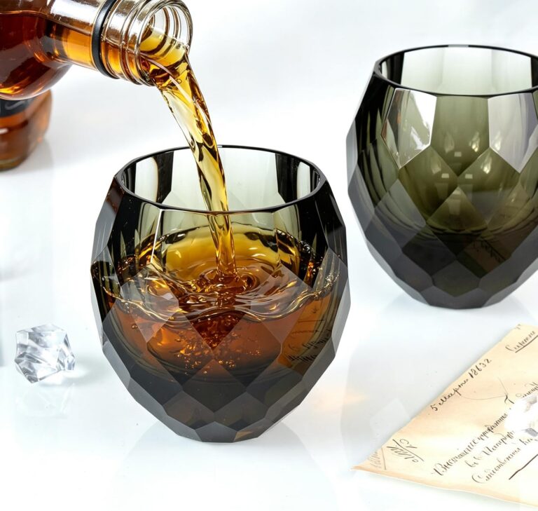 KAMMAK Crystal Whiskey Glasses Set of 2 Hand Blown Whisky Glass Stemless - gallery image 2