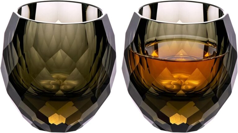 KAMMAK Crystal Whiskey Glasses Set of 2 Hand Blown Whisky Glass Stemless - gallery image 1