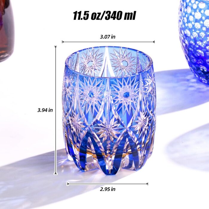 KAMMAK Cut Old Fashioned Whiskey Glasses Set of 2, Rocks Glass, CM015 1 KAMMAK 8KPCM015 whiskey glasses side angle view showing silhouette