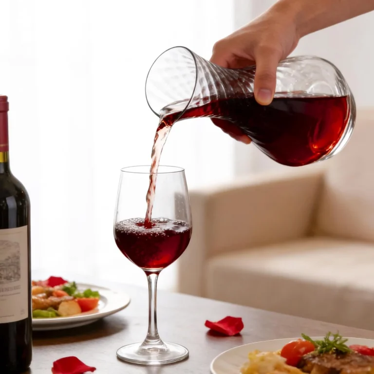 KAMMAK 950 ml Hand-Blown Crystal Wine Decanter with Textured Neck – DS54 – detail view 4