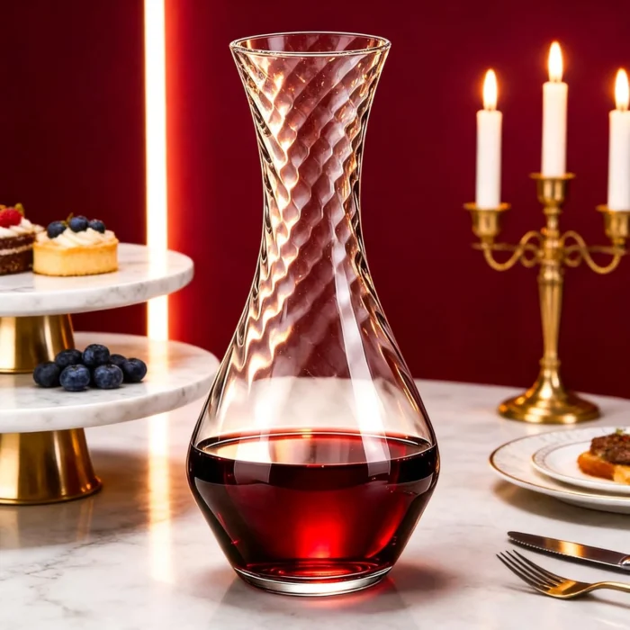 KAMMAK DS54 Textured-Neck Wine Decanter – Detail 7 KAMMAK 8KPDSXY054 glass decanter close-up material detail image 7