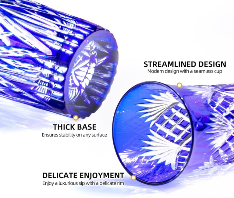 KAMMAK Shot Glasses Set of 2,Cobalt Blue Heavy Base Spirit Drinking Cups - gallery image 3