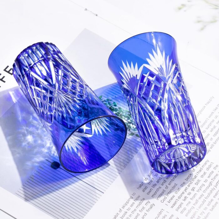 KAMMAK Shot Glasses Set of 2,Cobalt Blue Heavy Base Spirit Drinking Cups 5 KAMMAK 8KPRS025 whiskey glasses scale and proportion view image 6