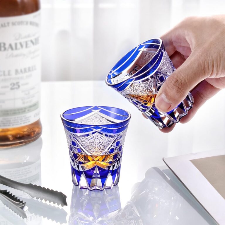 KAMMAK Whiskey Glass,70ML Shot Glass,Small Cut Glass Set of 2, Blue - gallery image 4