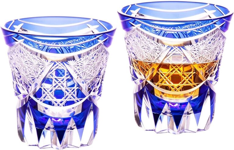 KAMMAK Whiskey Glass,70ML Shot Glass,Small Cut Glass Set of 2, Blue - gallery image 1