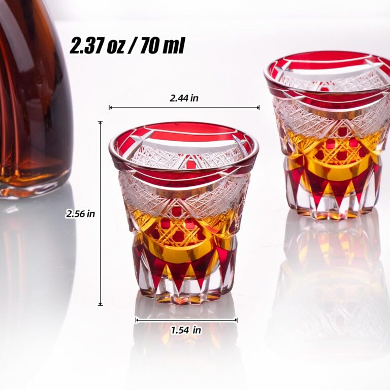 KAMMAK Whiskey Glass,70ML Shot Glass,Small Cut Glass Set of 2, Red - main detail image
