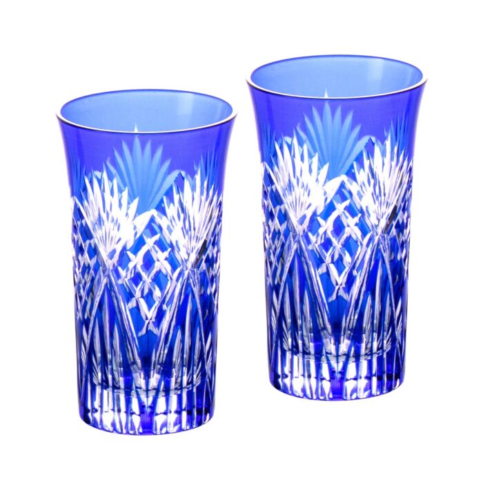 KAMMAK 8KPRS025 Cobalt-Blue Cut-Glass Shot Glasses KAMMAK 8KPRS025 whiskey glasses front view for product display